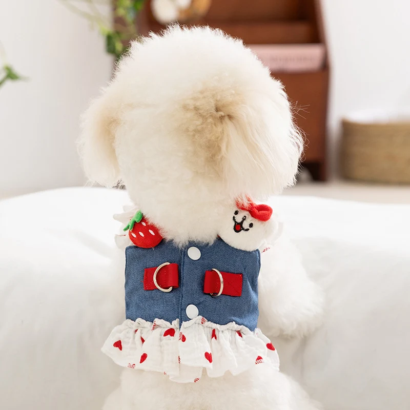 Hundekleid mit Leine, Polyester, Sommer