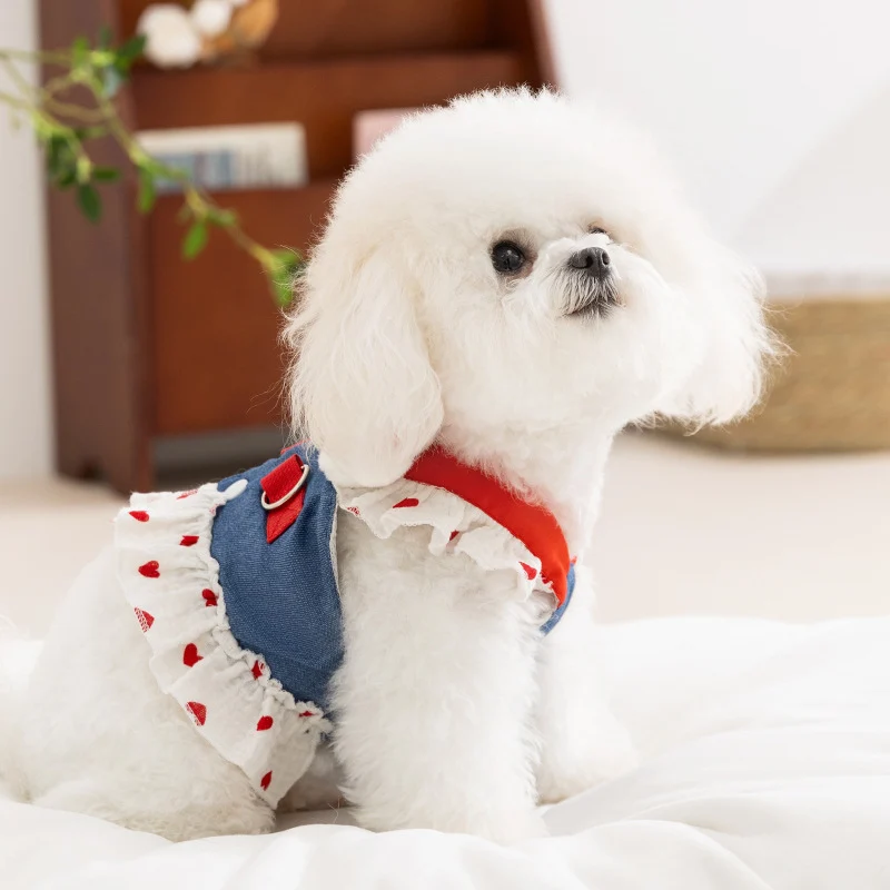 Hundekleid mit Leine, Polyester, Sommer