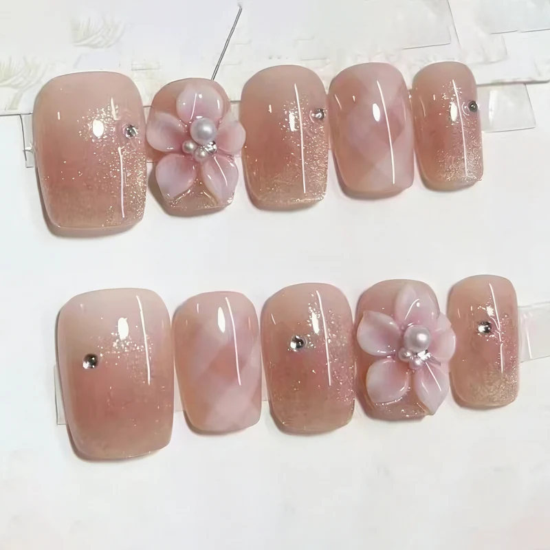 Floral und Perlen Dekorative Aufklebenägel Set