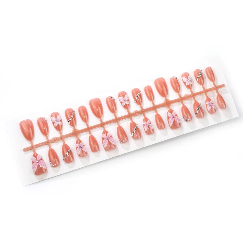 Blumenverzierte Press-On-Nagel-Set