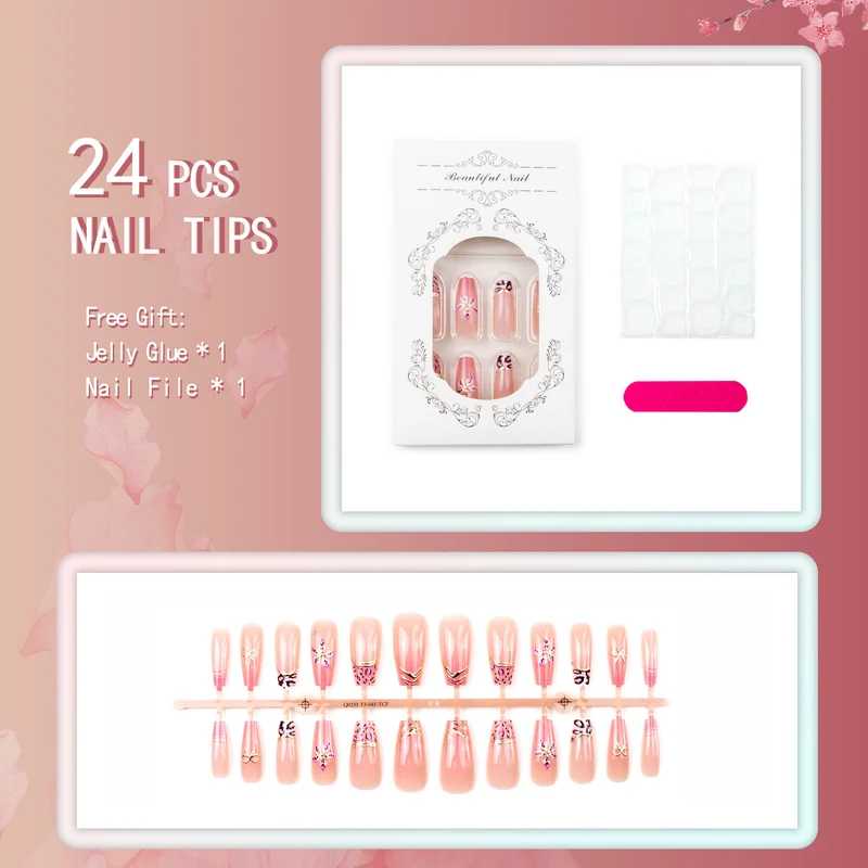 Floral Accent Press-On Nail Set
