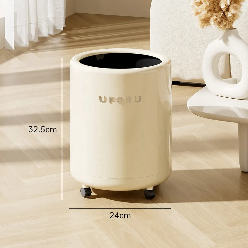 Großer Mülleimer mit Rollen und Pünktchen-Design