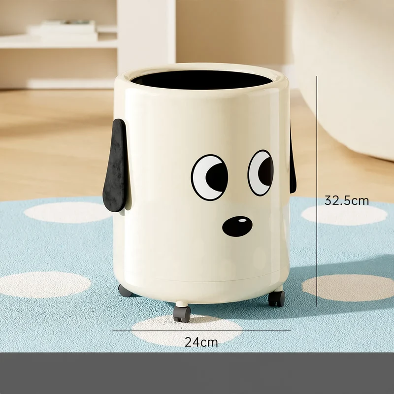 Großer Mülleimer mit Rollen und Pünktchen-Design