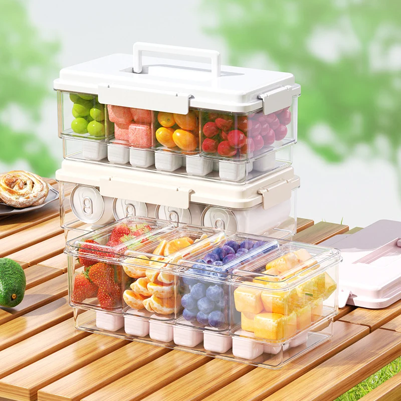 Geteilte Frischhaltebox mit Tragegriff, 1–2 L