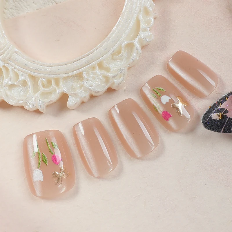 Elegantes Glitter-Akzent Press-On Nagelset