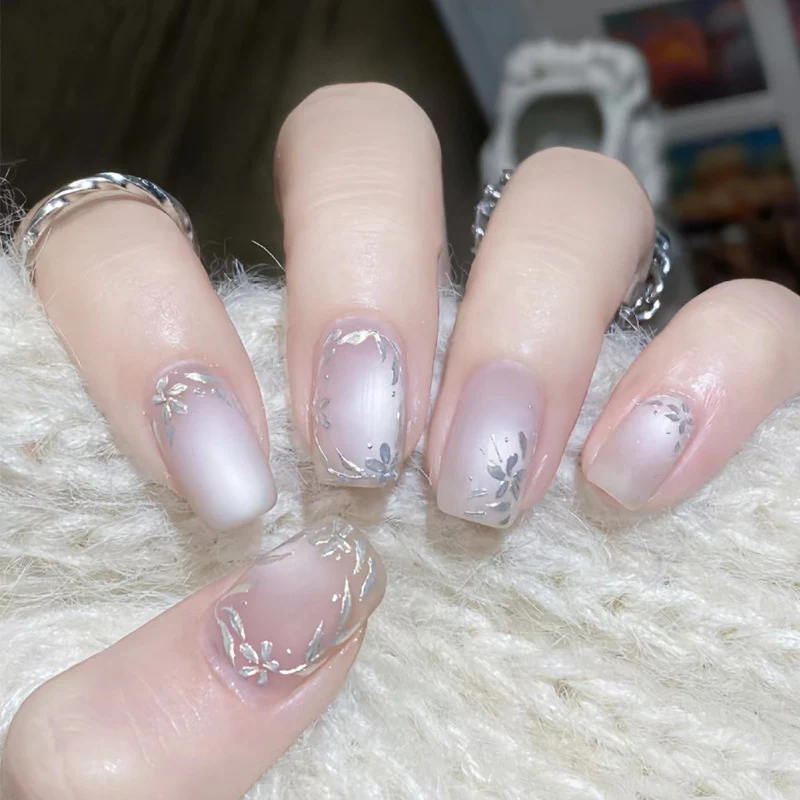Elegantes Glitter-Akzent Press-On Nagelset