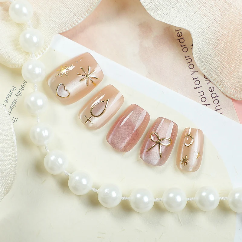 Elegantes Glitter-Akzent Press-On Nagelset