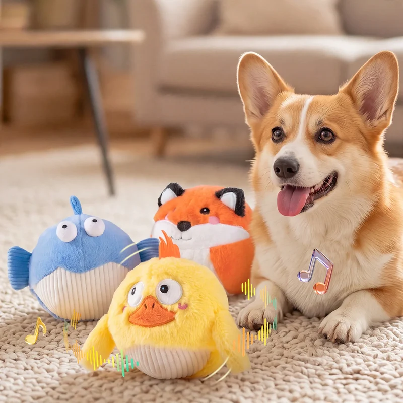 Springender Plüsch-Spielball mit Sound für Hunde
