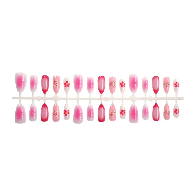 Blumenverzierte Press-On Nagelset