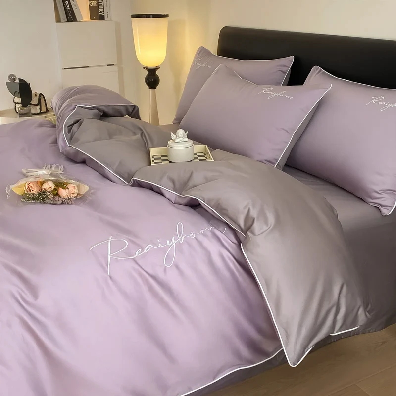 Baumwoll-Bettwäsche-Set, 4-teilig, 100 % Baumwolle