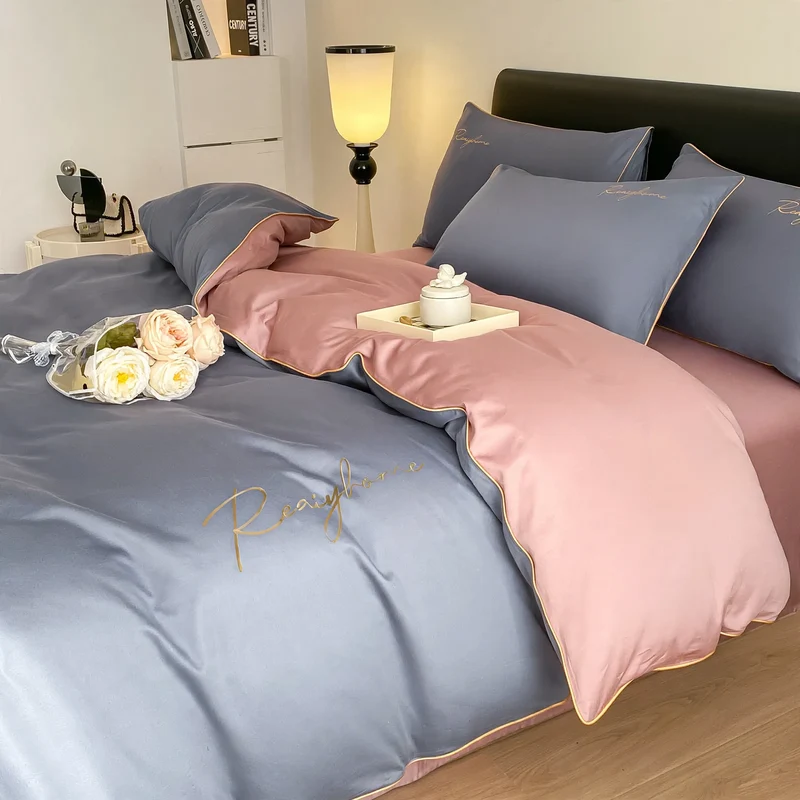 Baumwoll-Bettwäsche-Set, 4-teilig, 100 % Baumwolle