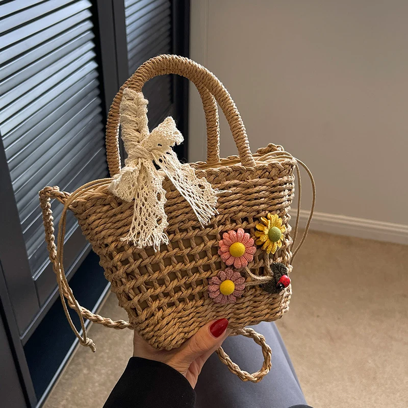 Handgefertigte florale bestickte gewebte Tragetasche