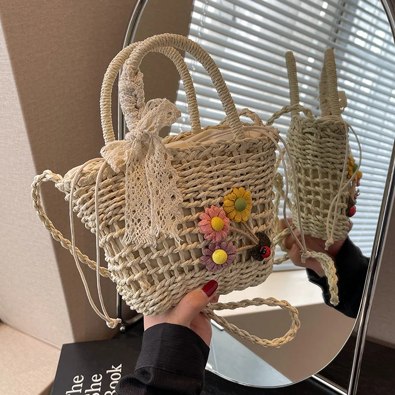 Handgefertigte florale bestickte gewebte Tragetasche