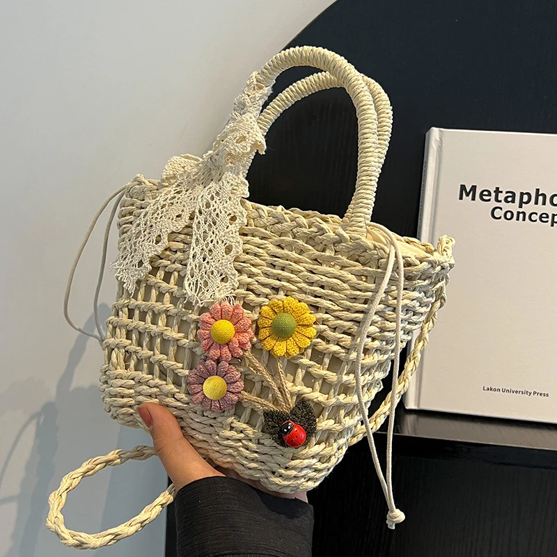Handgefertigte florale bestickte gewebte Tragetasche