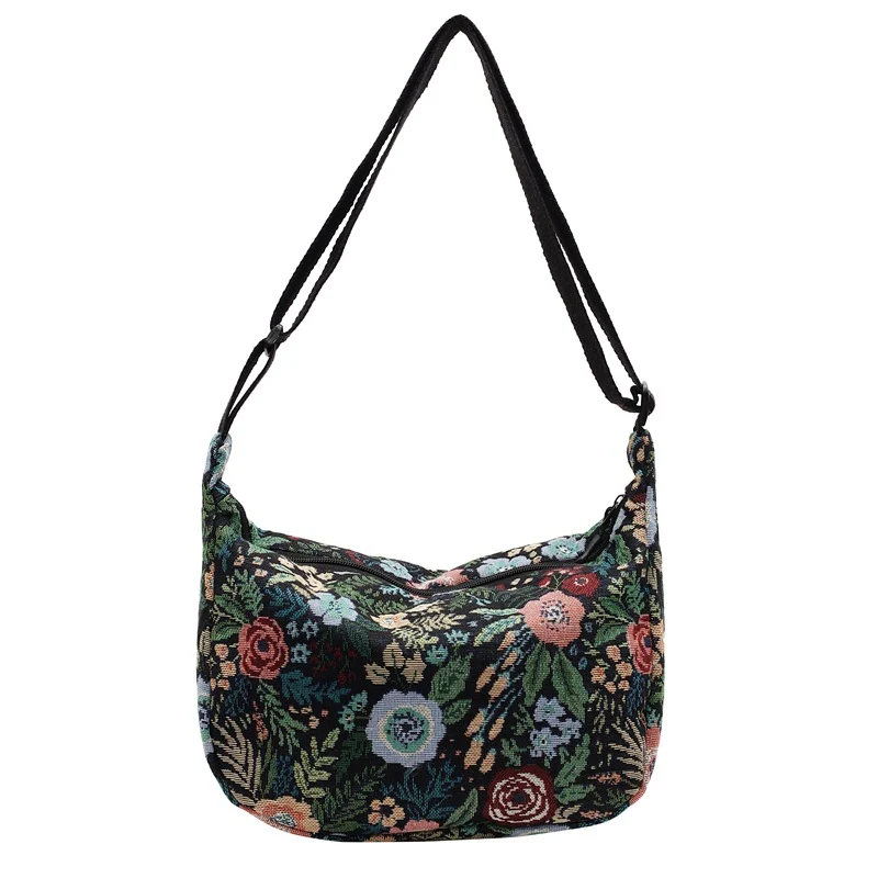 Blumenmuster Canvas Schultertasche