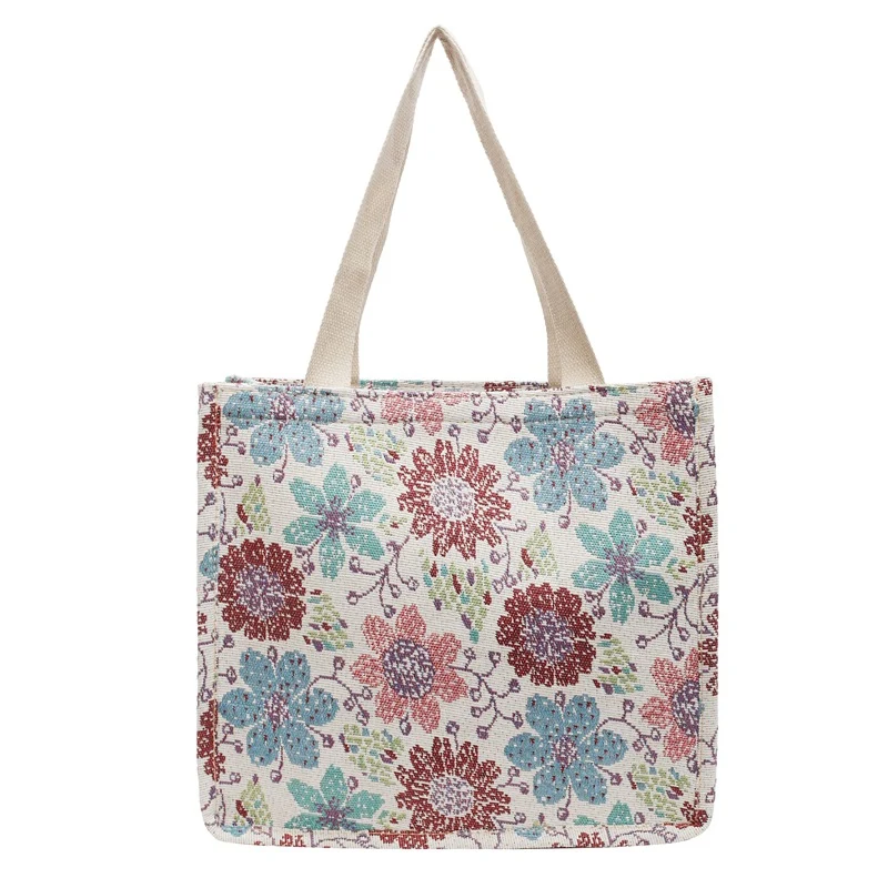 Florale gestickte Wandteppich Tragetasche