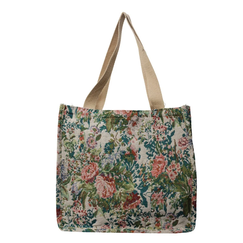 Florale gestickte Wandteppich Tragetasche