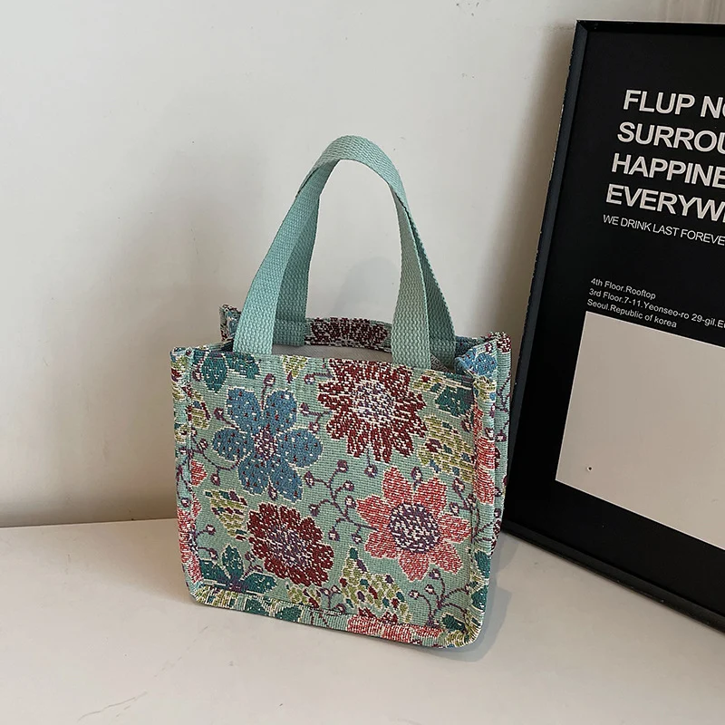 Florale gestickte Wandteppich Tragetasche
