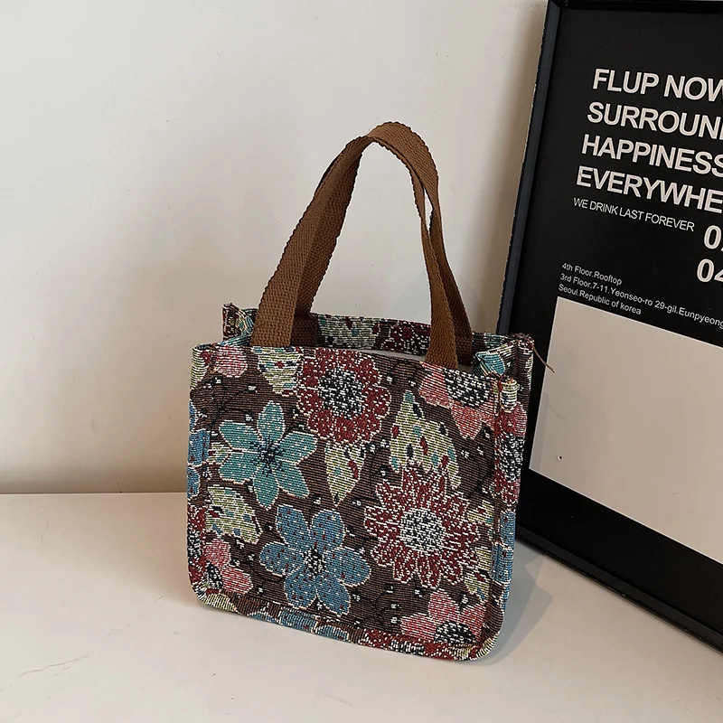 Florale gestickte Wandteppich Tragetasche
