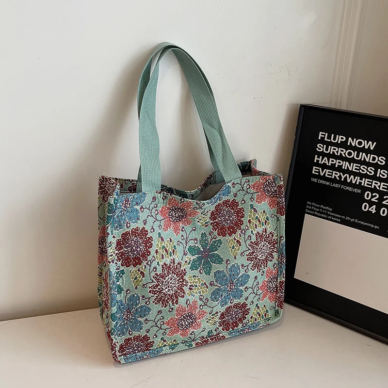 Florale gestickte Wandteppich Tragetasche