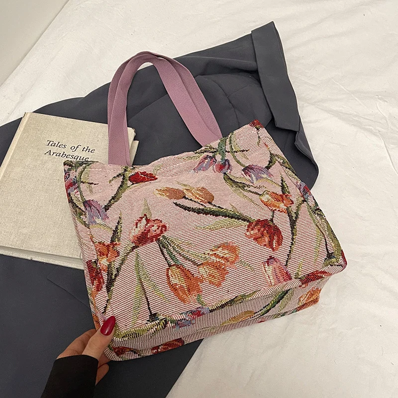Blumenbestickte Schulter Tragetasche