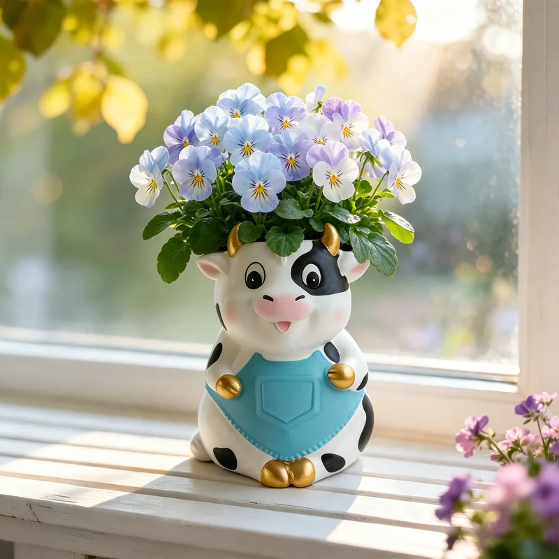Blumentopf in Kuh-Form