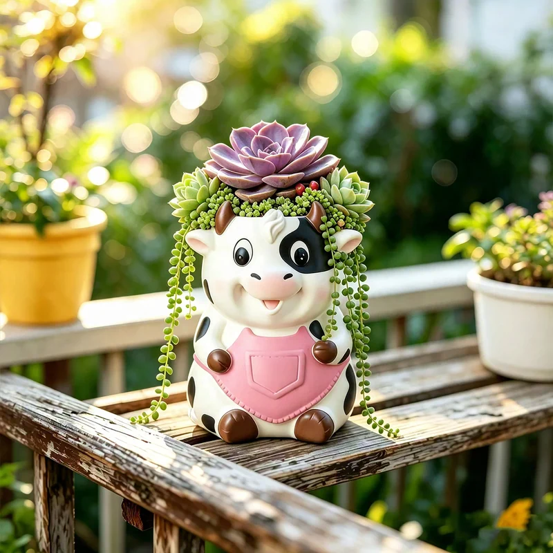 Blumentopf in Kuh-Form