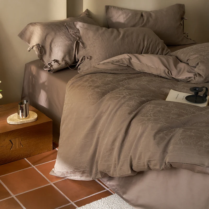 Baumwoll-Bettwäsche 4-teilig, 1,8 m, Jacquard-Muster