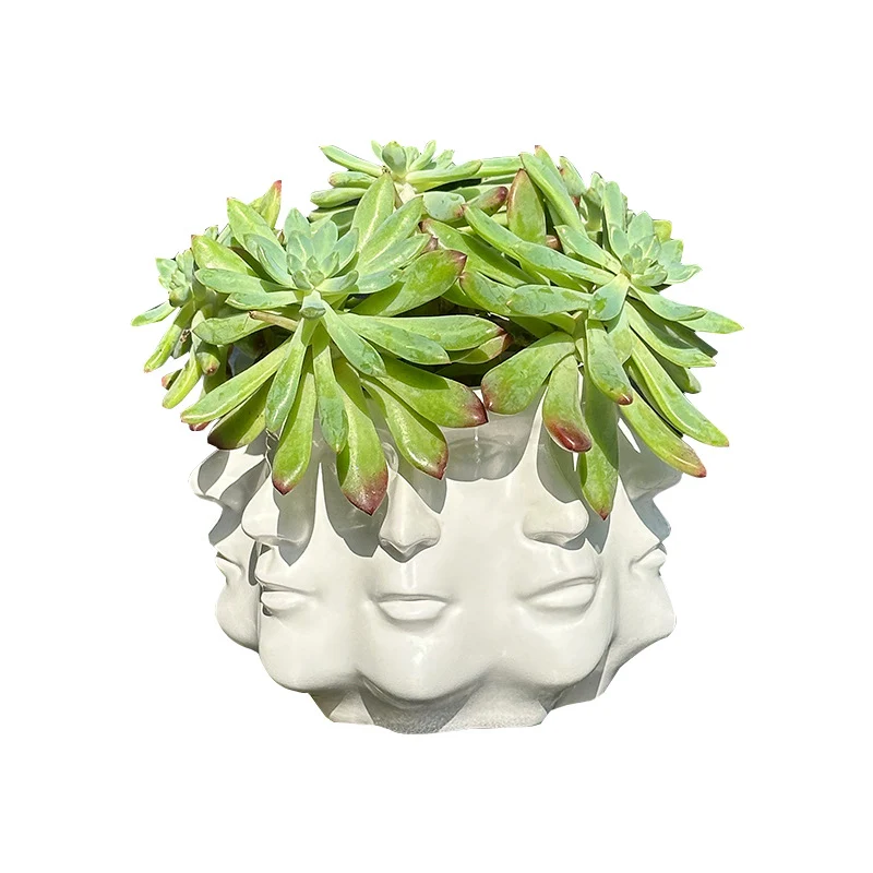Moderner Blumentopf mit geometrischem Gesichtsmuster