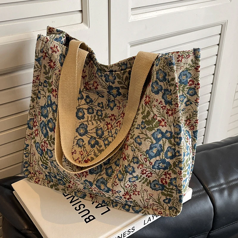 Blumen bestickte Canvas-Tasche 1790617150