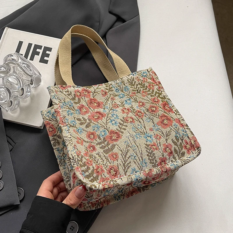 Blumen bestickte Canvas-Tasche 1790617150
