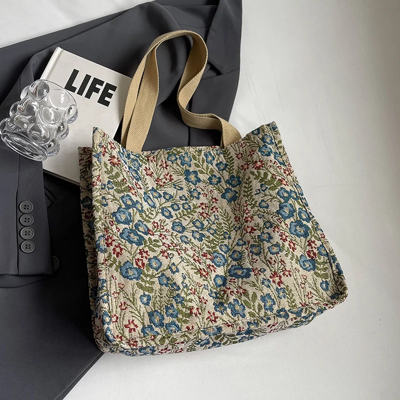 Blumen bestickte Canvas-Tasche 1790617150