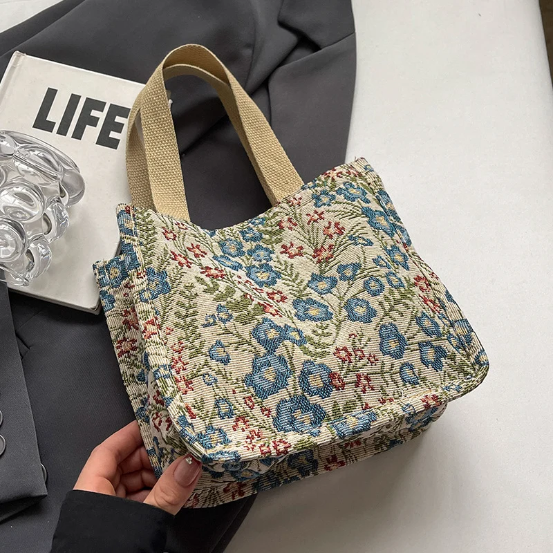 Blumen bestickte Canvas-Tasche 1790617150