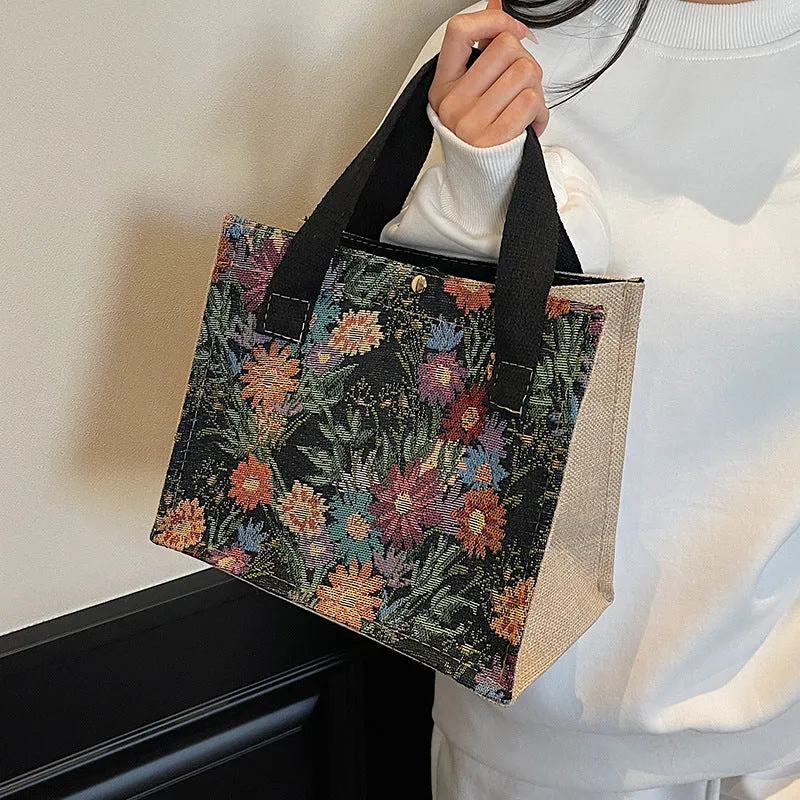 Blumen bestickte Canvas-Shopper-Tasche 1790616925
