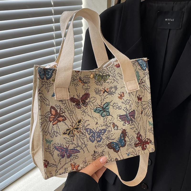 Floral Bestickte Canvas Tragetasche 1790616768