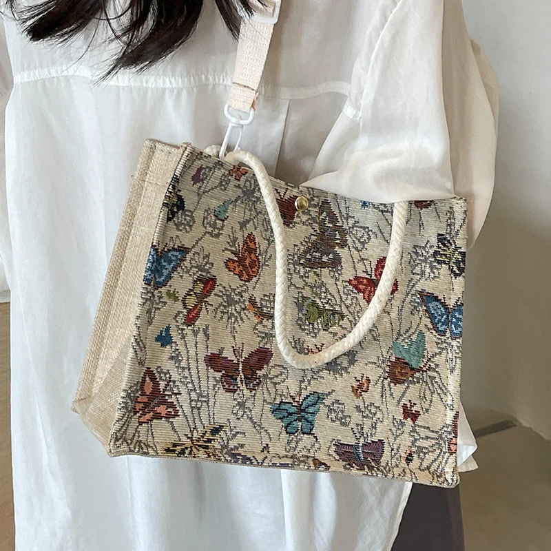 Floral Bestickte Canvas Tragetasche 1790616768