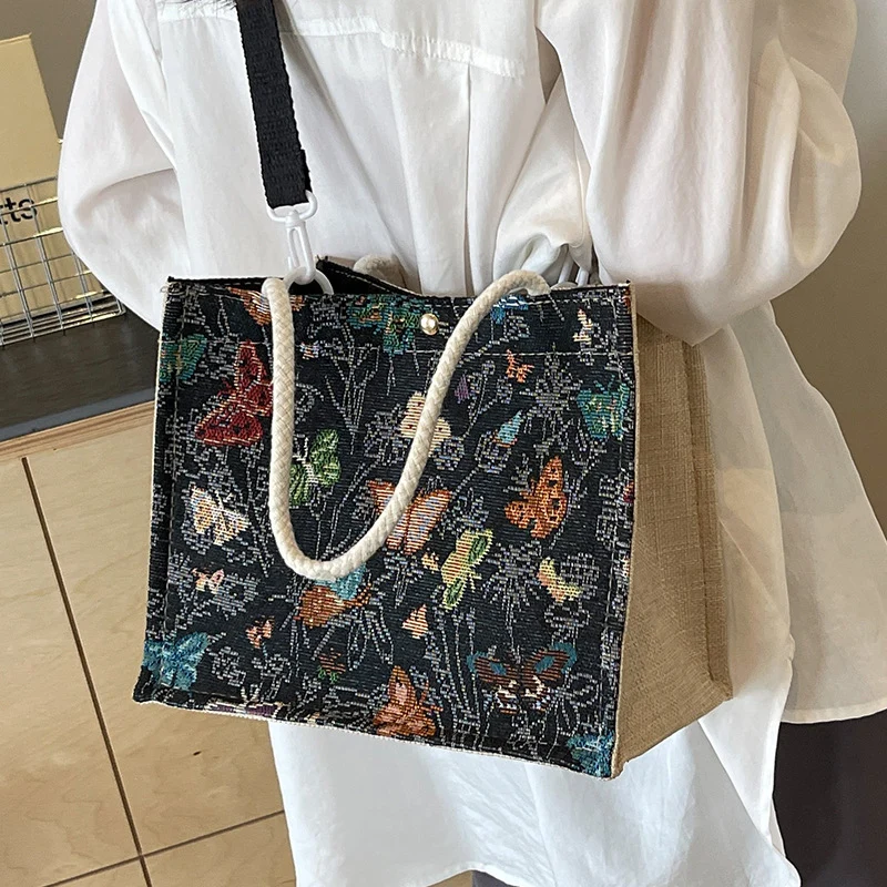 Floral Bestickte Canvas Tragetasche 1790616768