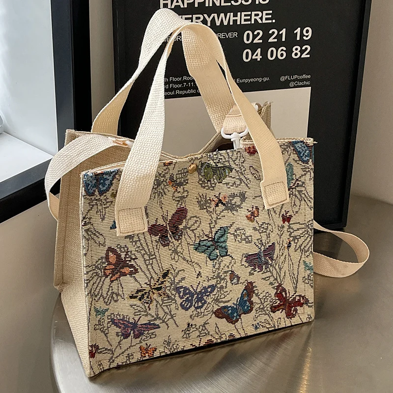 Floral Bestickte Canvas Tragetasche 1790616768
