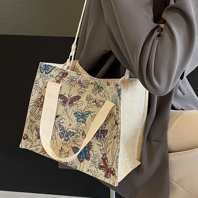Floral Bestickte Canvas Tragetasche 1790616768