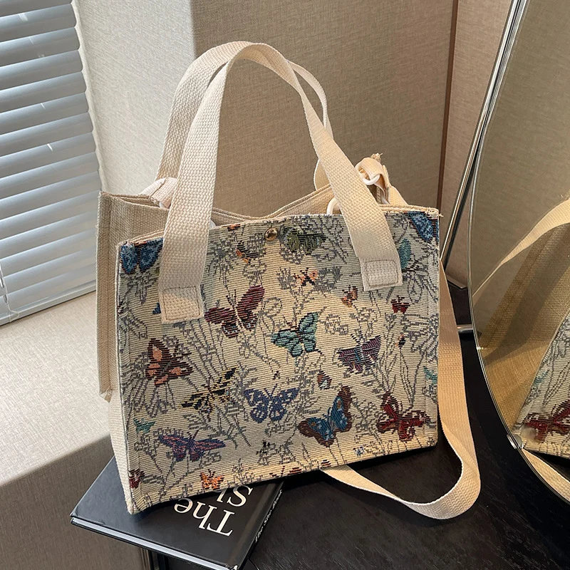 Floral Bestickte Canvas Tragetasche 1790616768