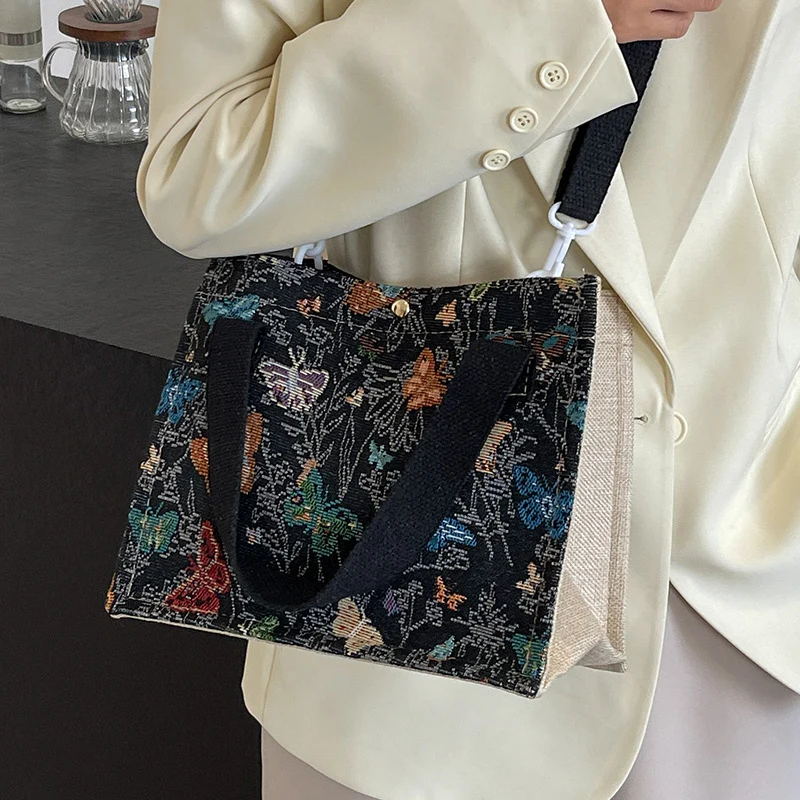 Floral Bestickte Canvas Tragetasche 1790616768