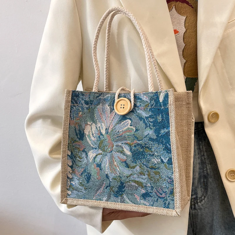 Floral bestickte Artisan Tragetasche