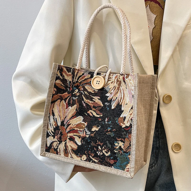 Floral bestickte Artisan Tragetasche