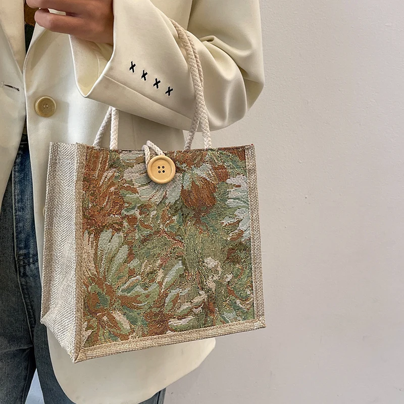 Floral bestickte Artisan Tragetasche
