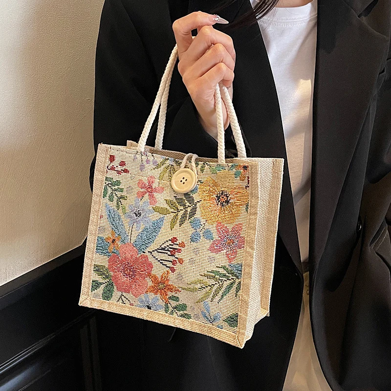 Blumenverzierte Mini-Tote-Bag