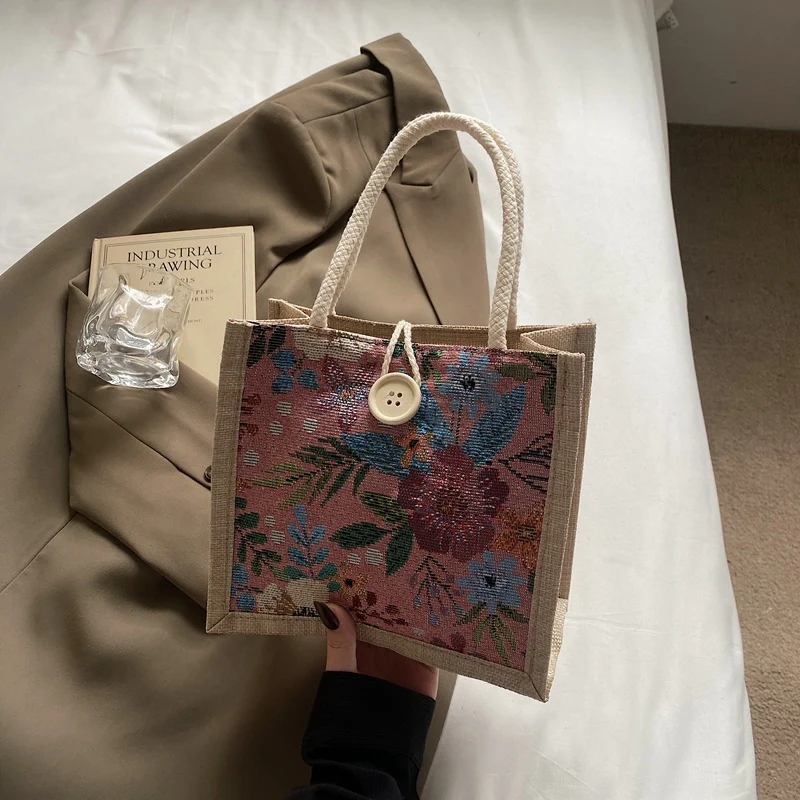 Blumenverzierte Mini-Tote-Bag