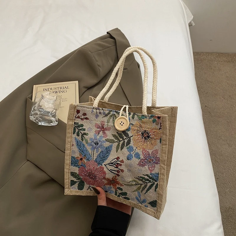 Blumenverzierte Mini-Tote-Bag