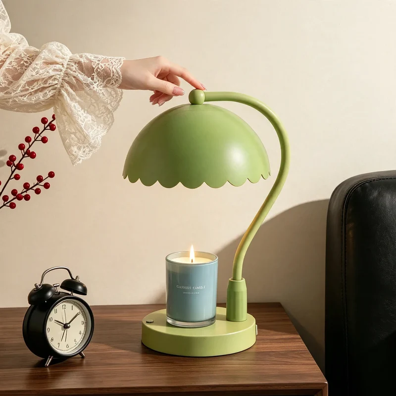 Tischlampe mit Duftkerze und Hebelmechanismus