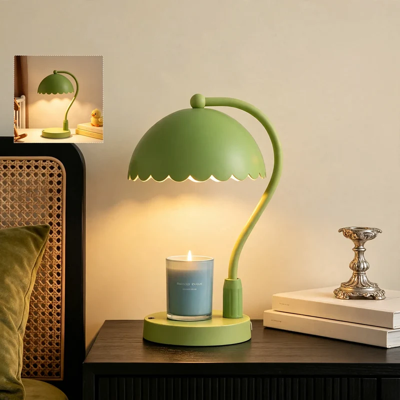 Tischlampe mit Duftkerze und Hebelmechanismus