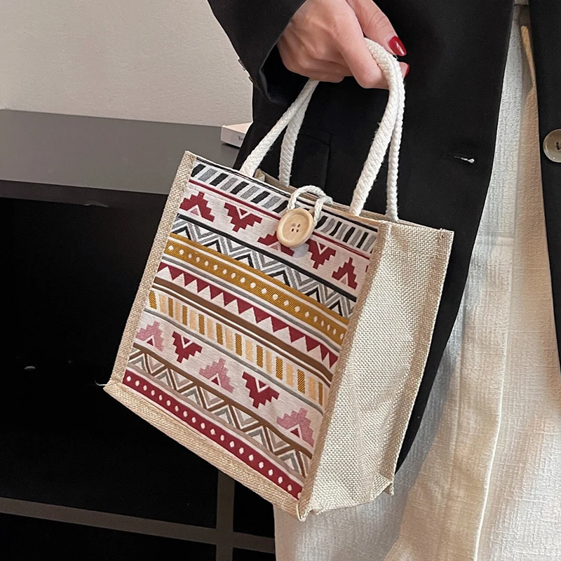 Ethnisch gemusterte Canvas Einkaufstasche